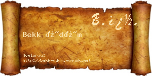 Bekk Ádám névjegykártya